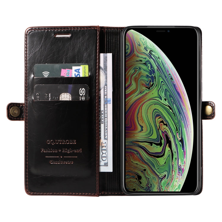 For iPhone XS Max GQUTROBE RFID Blocking Oil Wax Leather Case