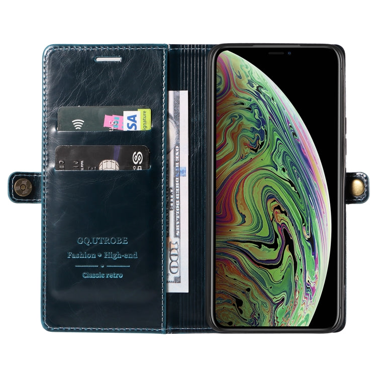 For iPhone XS Max GQUTROBE RFID Blocking Oil Wax Leather Case