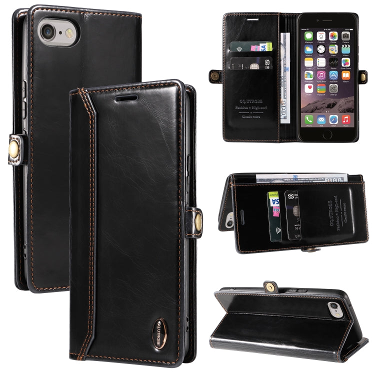 For iPhone SE 2022 / SE 2020 / 8 / 7 GQUTROBE RFID Blocking Oil Wax Leather Case