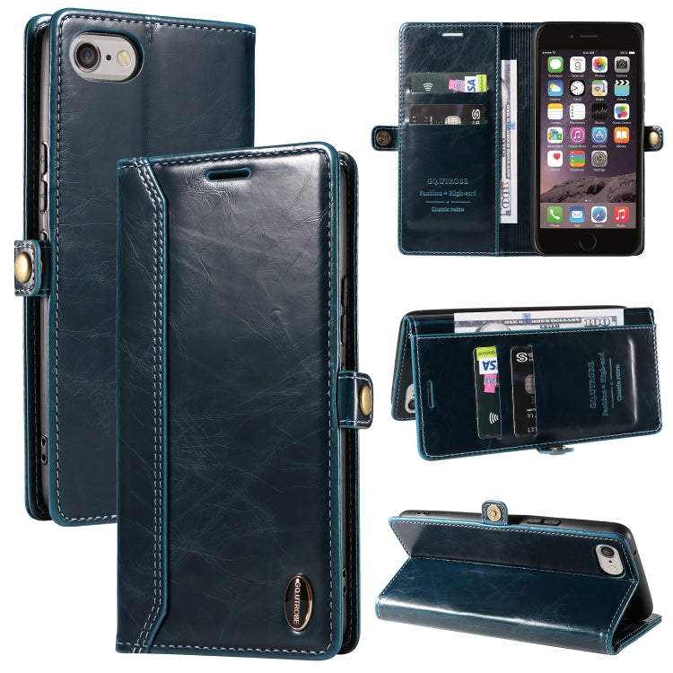 For iPhone SE 2022 / SE 2020 / 8 / 7 GQUTROBE RFID Blocking Oil Wax Leather Case