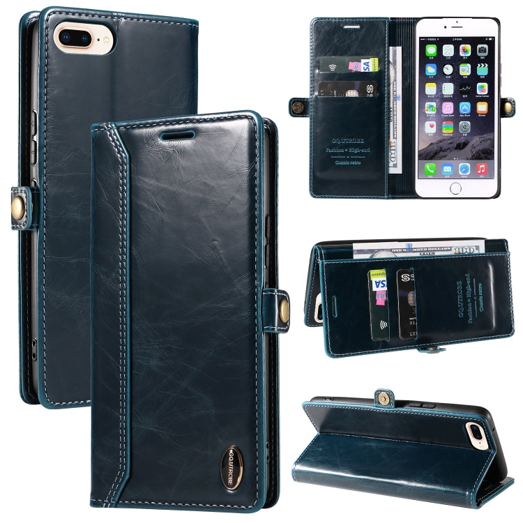 GQUTROBE RFID Blocking Oil Wax Leather Case For iPhone 7 Plus / 8 Plus