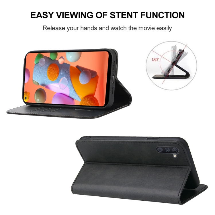For Samsung Galaxy A11 Magnetic Closure Leather Phone Case