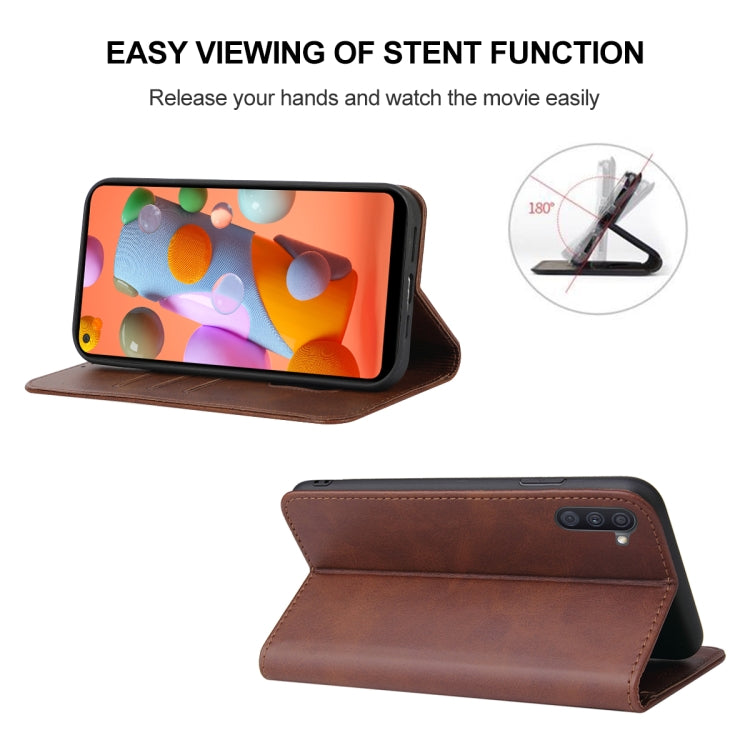 For Samsung Galaxy A11 Magnetic Closure Leather Phone Case