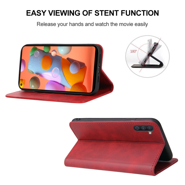 For Samsung Galaxy A11 Magnetic Closure Leather Phone Case