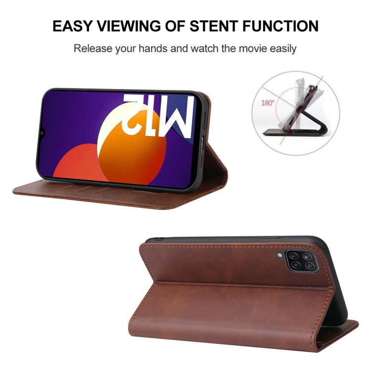 For Samsung Galaxy M12 / F12 Magnetic Closure Leather Phone Case
