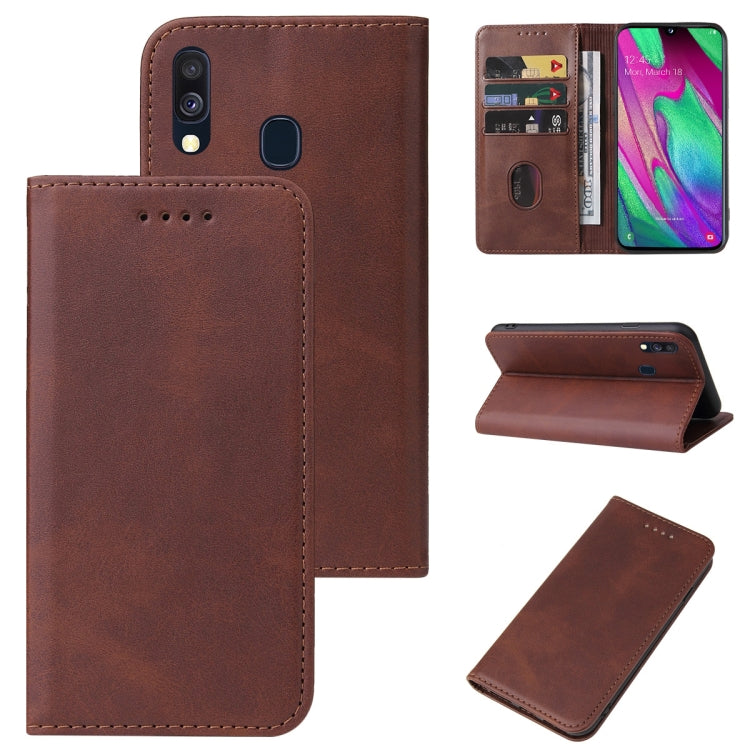 For Samsung Galaxy A40 Magnetic Closure Leather Phone Case