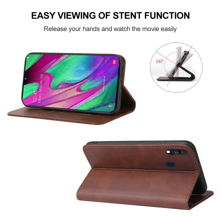 For Samsung Galaxy A40 Magnetic Closure Leather Phone Case