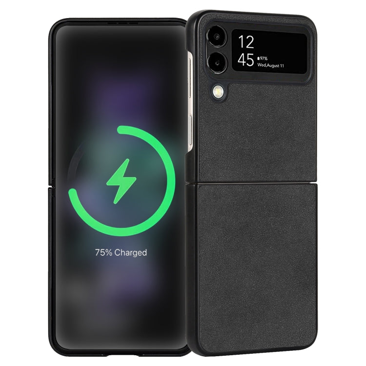 For Samsung Galaxy Z Flip4 Lambskin Texture Leather Folded Phone Case