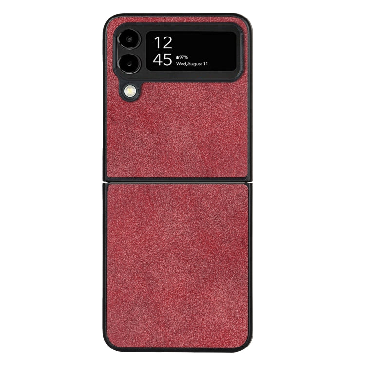 For Samsung Galaxy Z Flip4 Lambskin Texture Leather Folded Phone Case