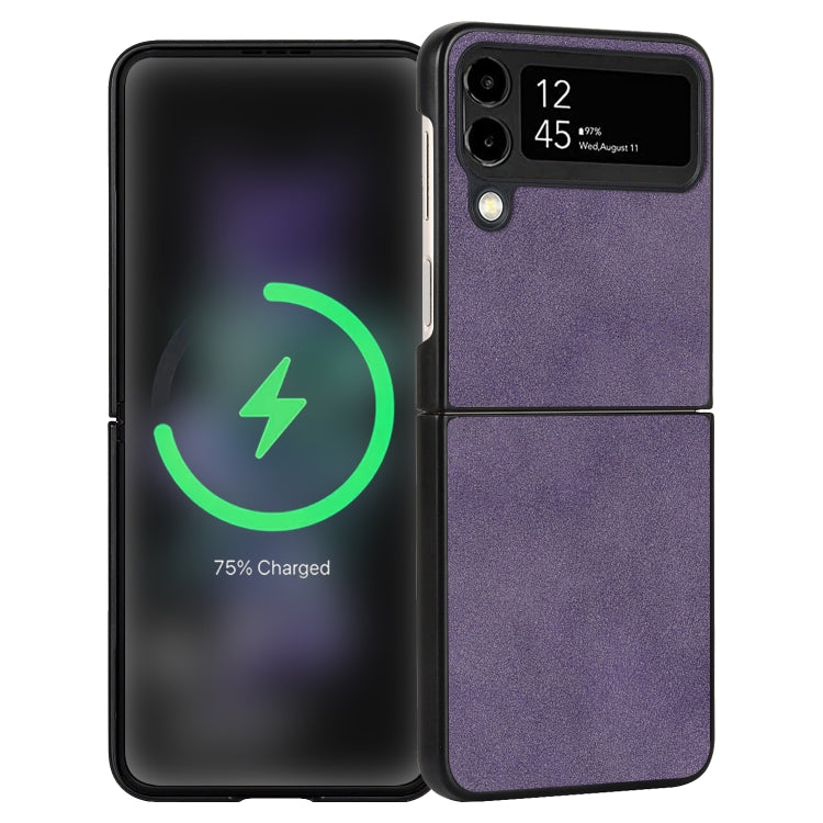 For Samsung Galaxy Z Flip4 Lambskin Texture Leather Folded Phone Case