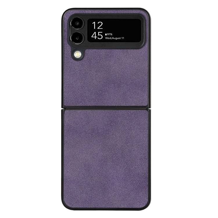 For Samsung Galaxy Z Flip4 Lambskin Texture Leather Folded Phone Case