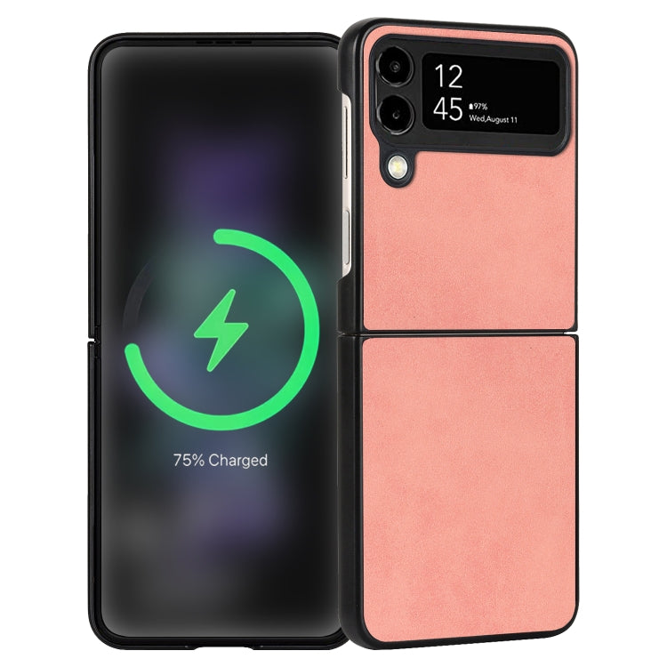 For Samsung Galaxy Z Flip4 Lambskin Texture Leather Folded Phone Case