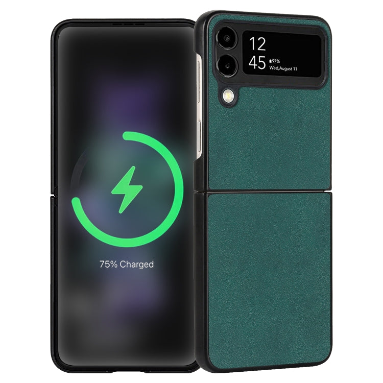For Samsung Galaxy Z Flip4 Lambskin Texture Leather Folded Phone Case