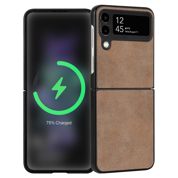 For Samsung Galaxy Z Flip4 Lambskin Texture Leather Folded Phone Case