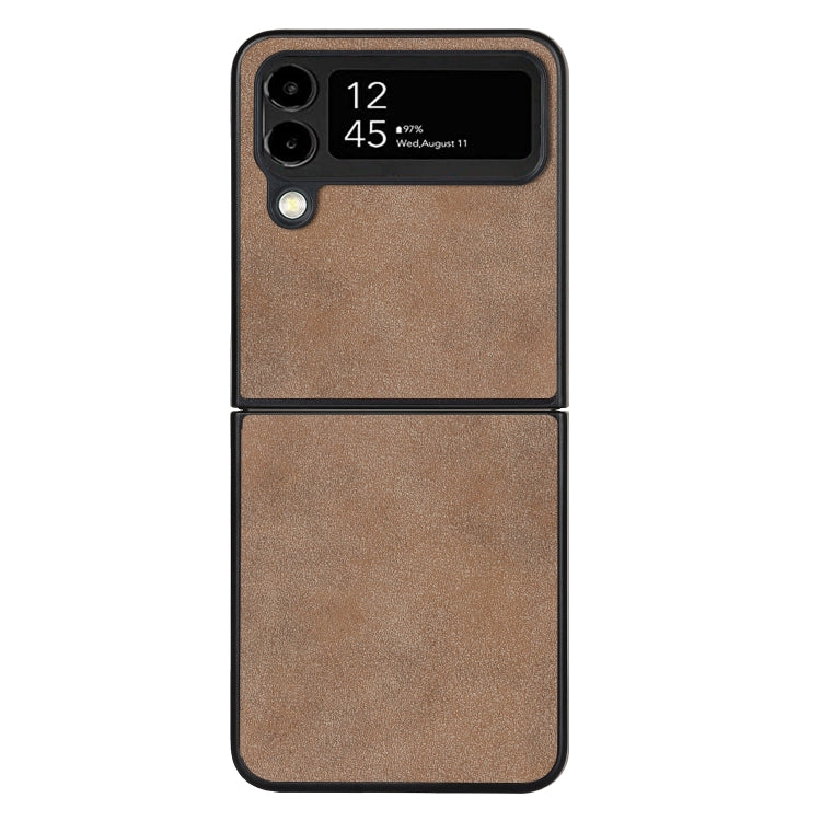 For Samsung Galaxy Z Flip4 Lambskin Texture Leather Folded Phone Case