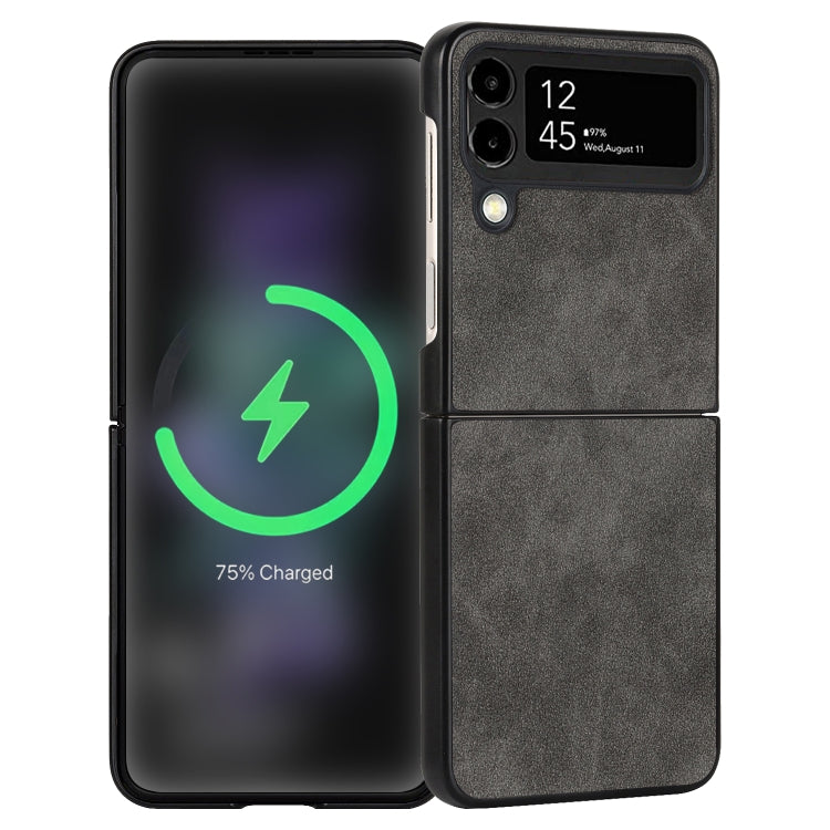 For Samsung Galaxy Z Flip4 Lambskin Texture Leather Folded Phone Case