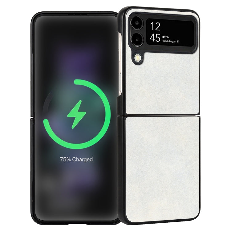 For Samsung Galaxy Z Flip4 Lambskin Texture Leather Folded Phone Case