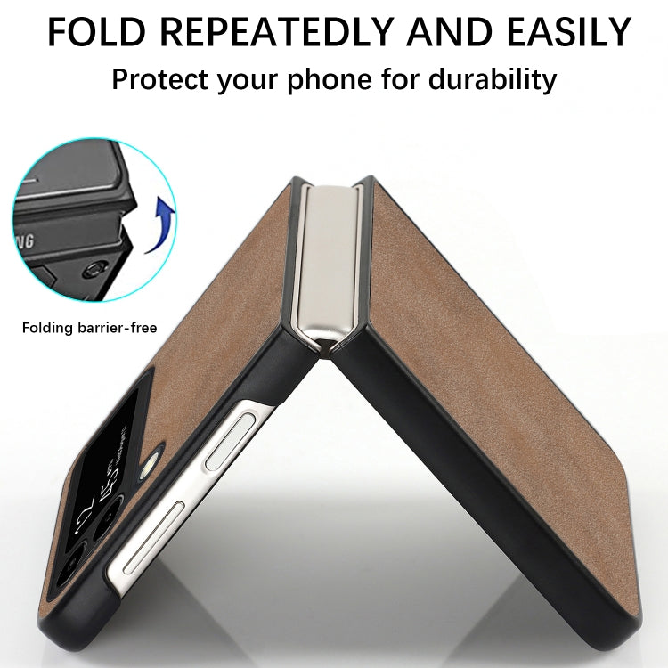 For Samsung Galaxy Z Flip4 Lambskin Texture Leather Folded Phone Case