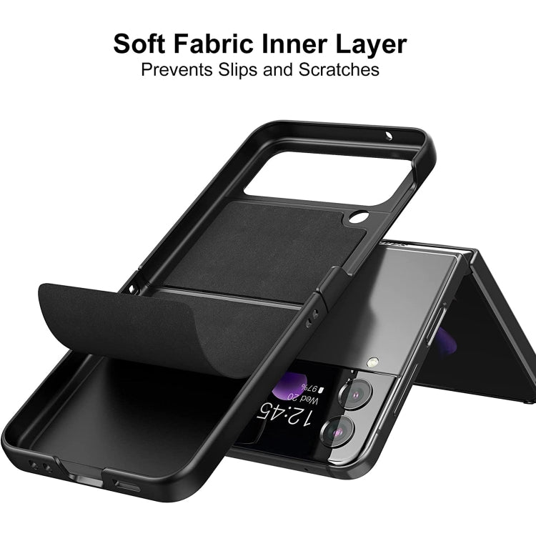 For Samsung Galaxy Z Flip4 Lambskin Texture Leather Folded Phone Case