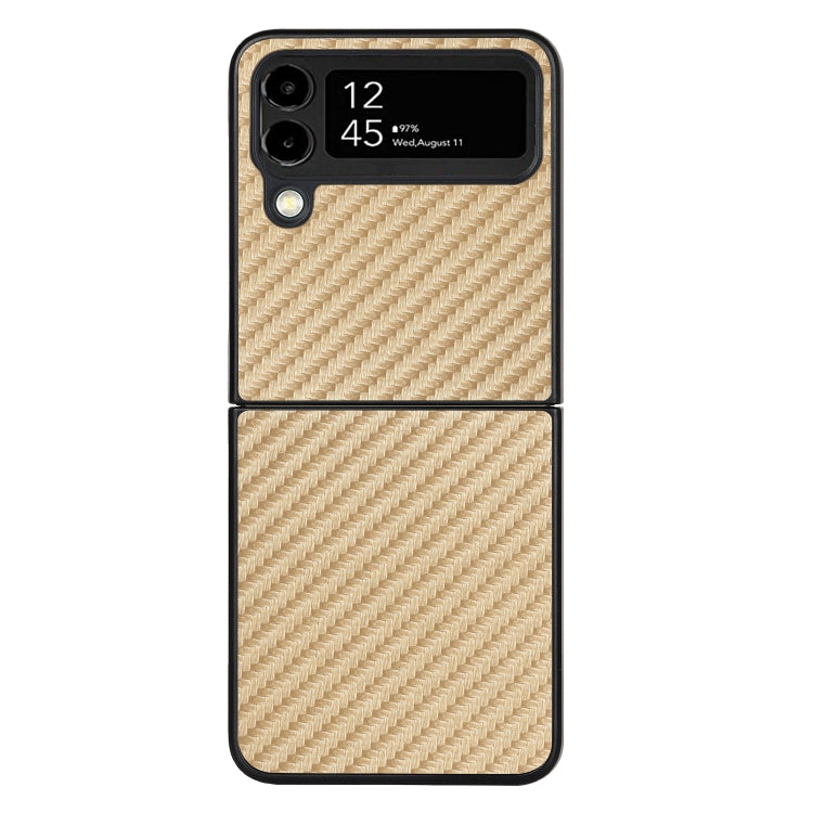 For Samsung Galaxy Z Flip4 Carbon Fiber Texture Leather Folded Phone Case