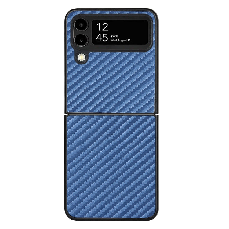 For Samsung Galaxy Z Flip4 Carbon Fiber Texture Leather Folded Phone Case