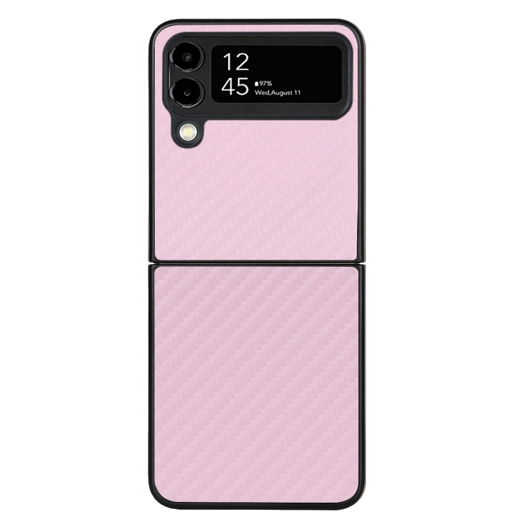 For Samsung Galaxy Z Flip4 Carbon Fiber Texture Leather Folded Phone Case