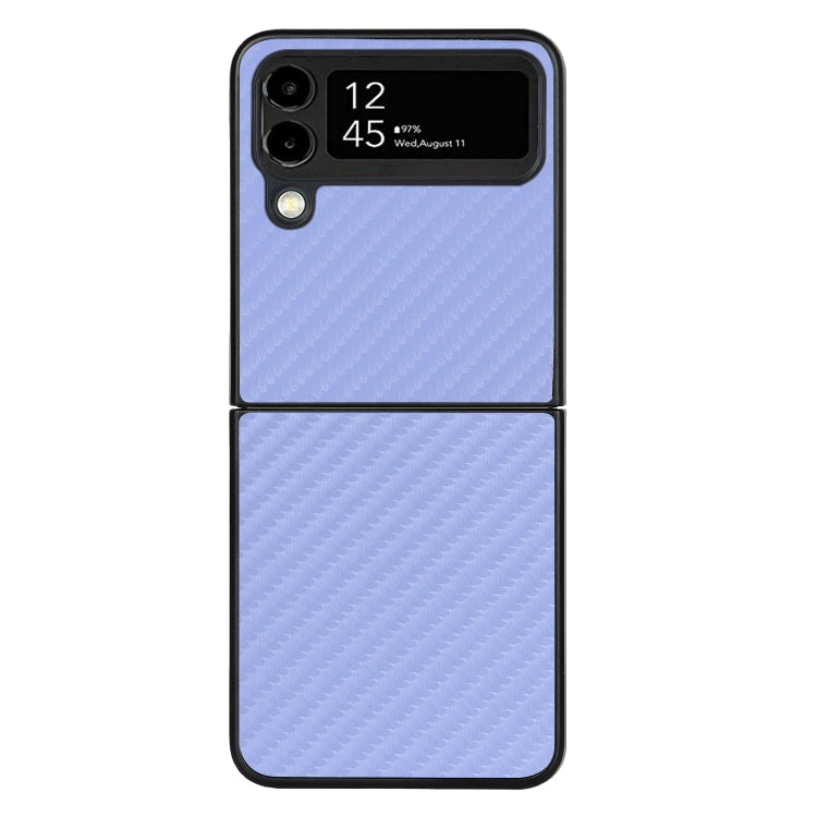 For Samsung Galaxy Z Flip4 Carbon Fiber Texture Leather Folded Phone Case