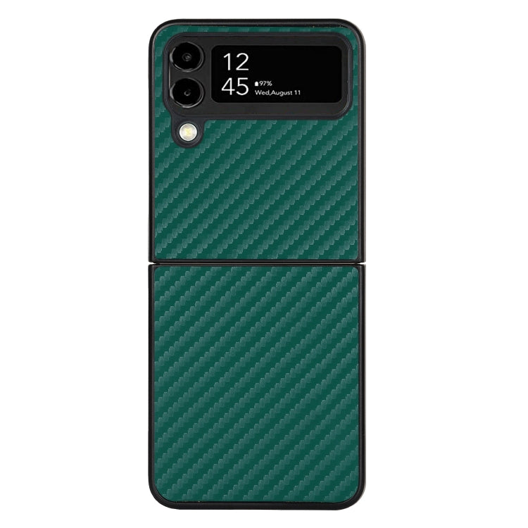 For Samsung Galaxy Z Flip4 Carbon Fiber Texture Leather Folded Phone Case