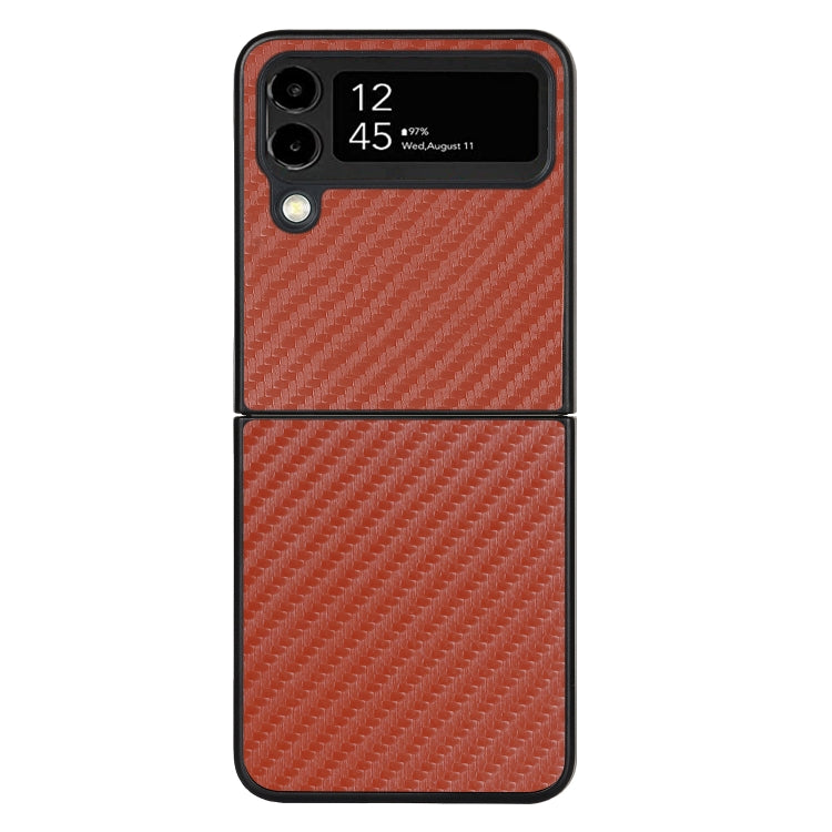 For Samsung Galaxy Z Flip4 Carbon Fiber Texture Leather Folded Phone Case