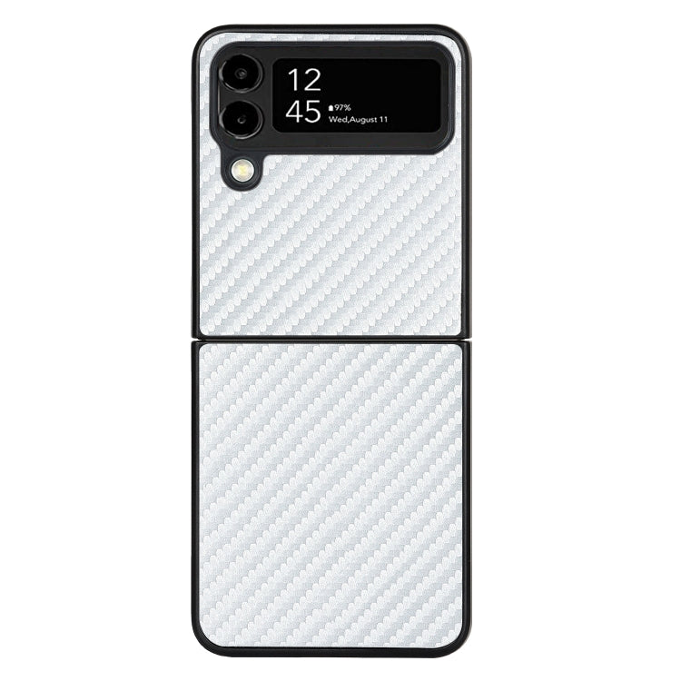 For Samsung Galaxy Z Flip4 Carbon Fiber Texture Leather Folded Phone Case