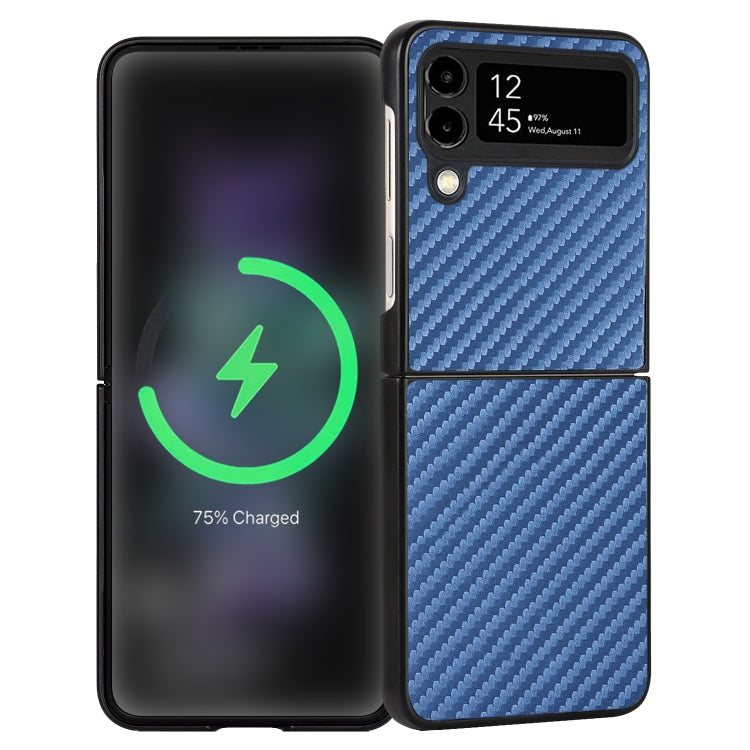 For Samsung Galaxy Z Flip3 5G Carbon Fiber Texture Leather Folded Phone Case