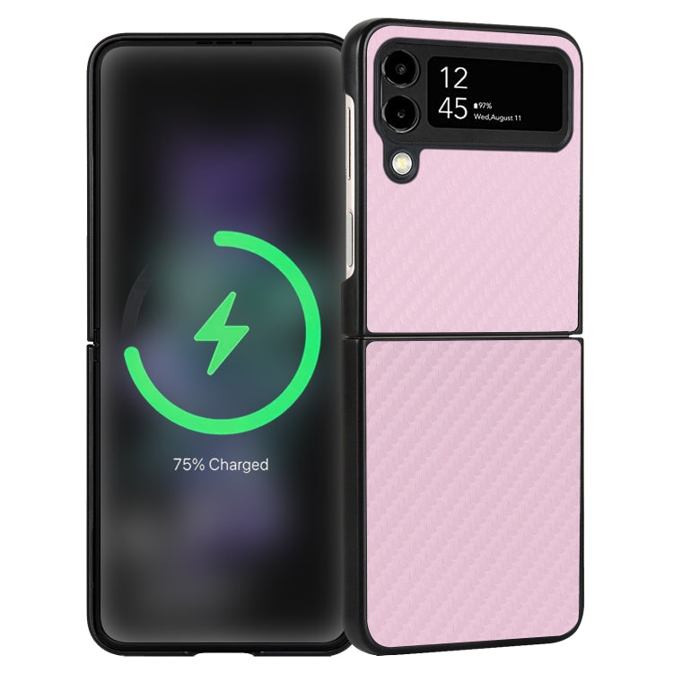 For Samsung Galaxy Z Flip3 5G Carbon Fiber Texture Leather Folded Phone Case