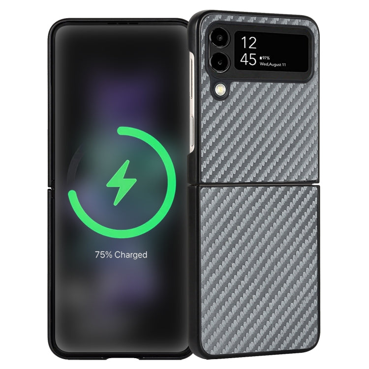 For Samsung Galaxy Z Flip3 5G Carbon Fiber Texture Leather Folded Phone Case