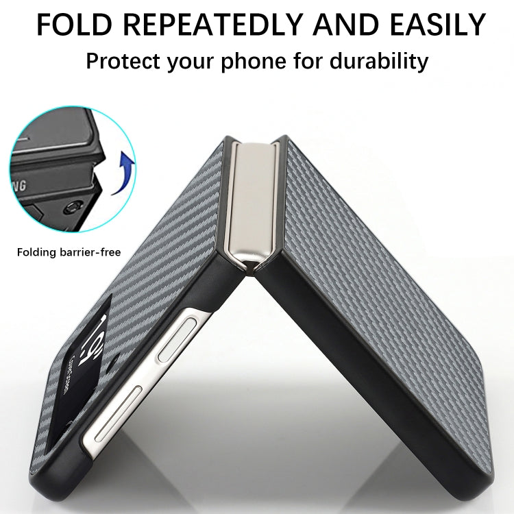 For Samsung Galaxy Z Flip3 5G Carbon Fiber Texture Leather Folded Phone Case