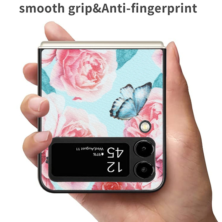 For Samsung Galaxy Z Flip4 Flowers Pattern Leather Folded Phone Case