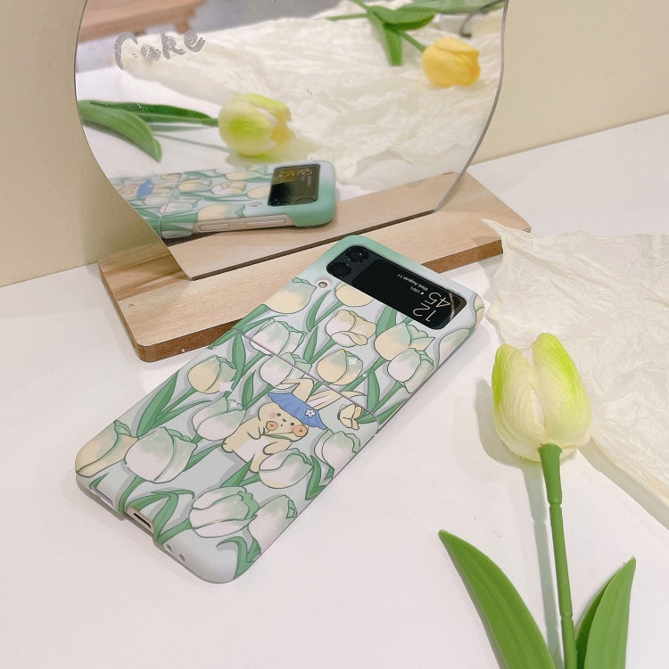 For Samsung Galaxy Z Flip4 Flowers Pattern Folded Phone Case