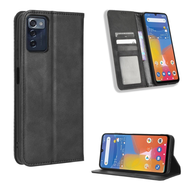 For Consumer Cellular ZMax 5G Magnetic Buckle Retro Texture Leather Phone Case