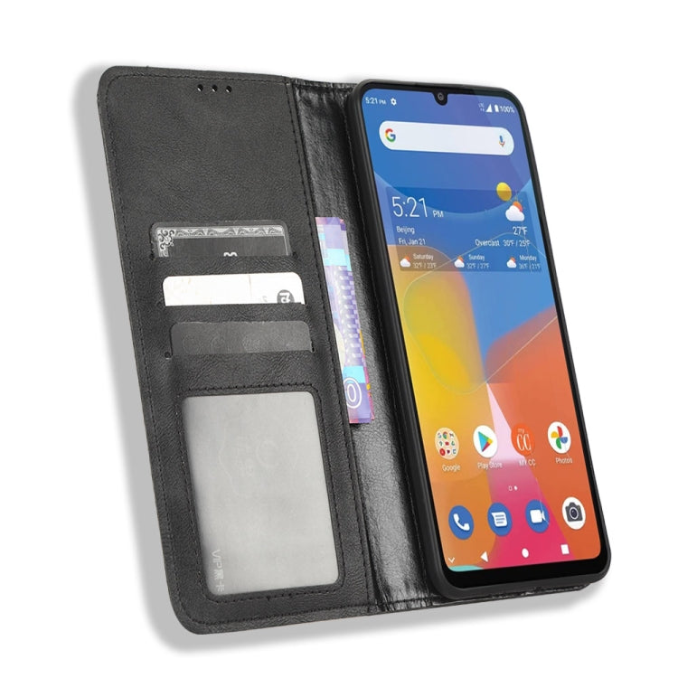 For Consumer Cellular ZMax 5G Magnetic Buckle Retro Texture Leather Phone Case