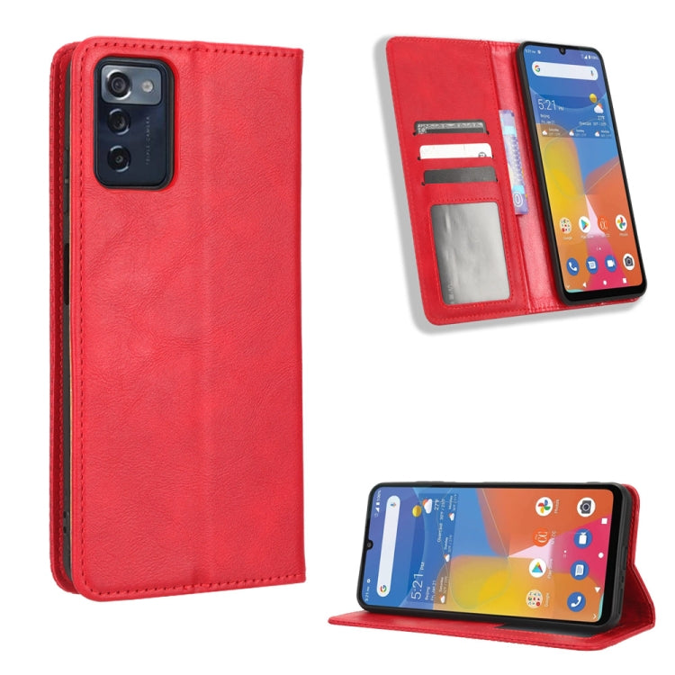 For Consumer Cellular ZMax 5G Magnetic Buckle Retro Texture Leather Phone Case