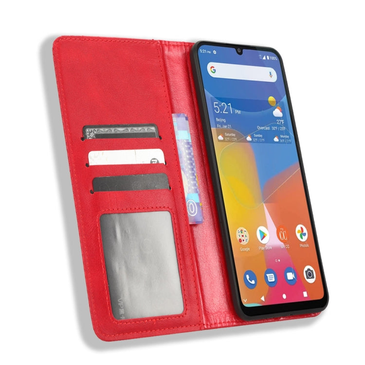 For Consumer Cellular ZMax 5G Magnetic Buckle Retro Texture Leather Phone Case