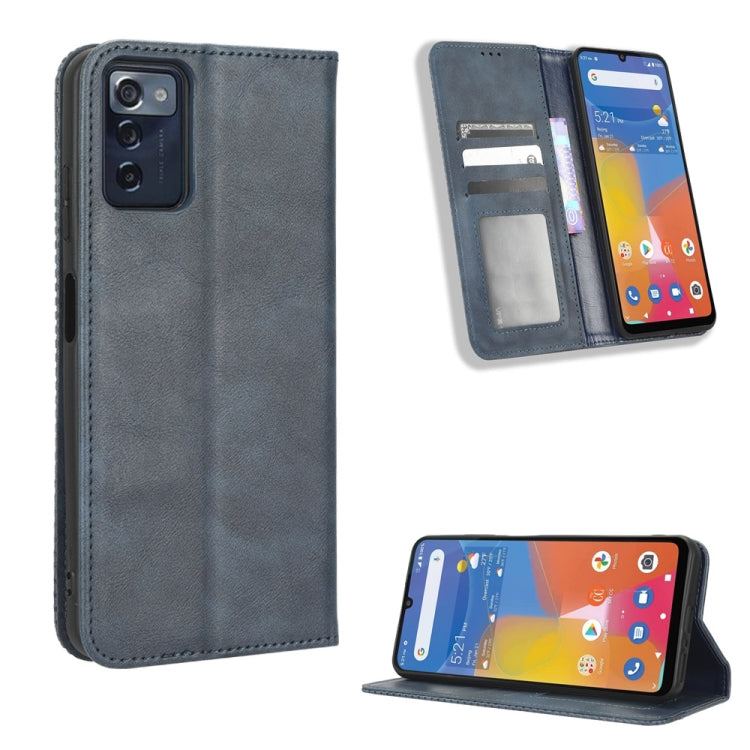 For Consumer Cellular ZMax 5G Magnetic Buckle Retro Texture Leather Phone Case