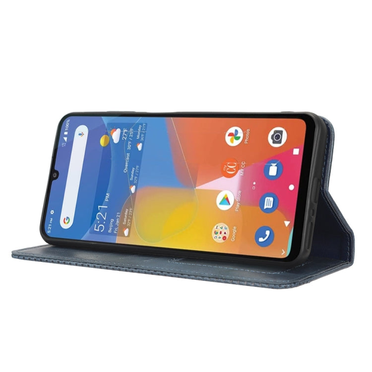 For Consumer Cellular ZMax 5G Magnetic Buckle Retro Texture Leather Phone Case