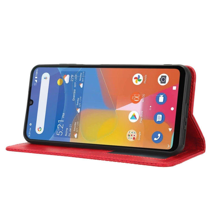 For Consumer Cellular ZMax 5G Magnetic Buckle Retro Texture Leather Phone Case