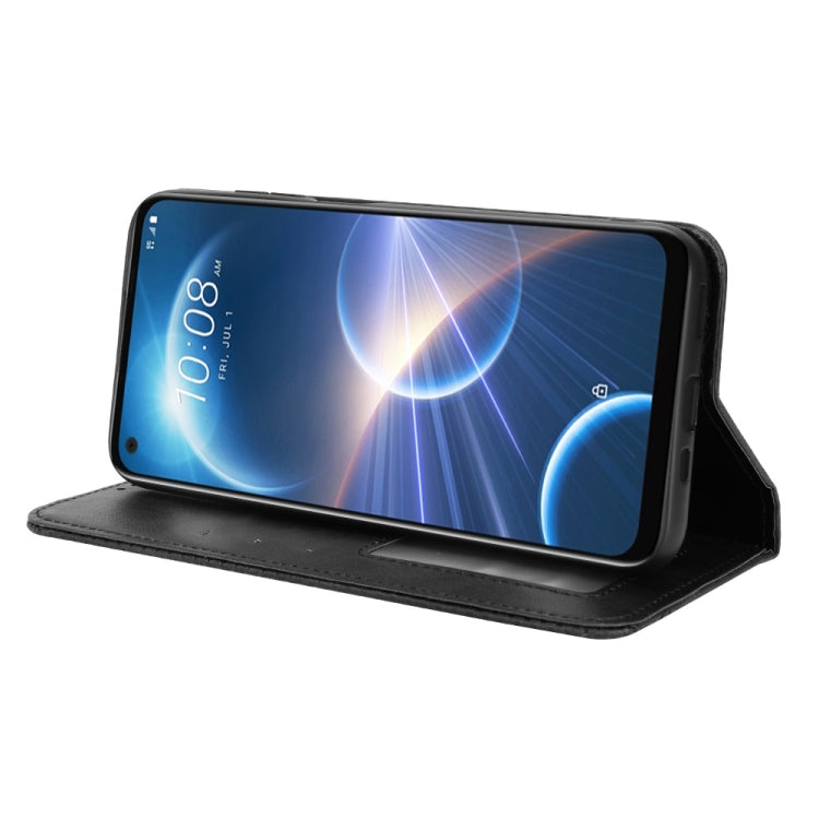 For HTC Desire 22 Pro Magnetic Buckle Retro Texture Leather Phone Case