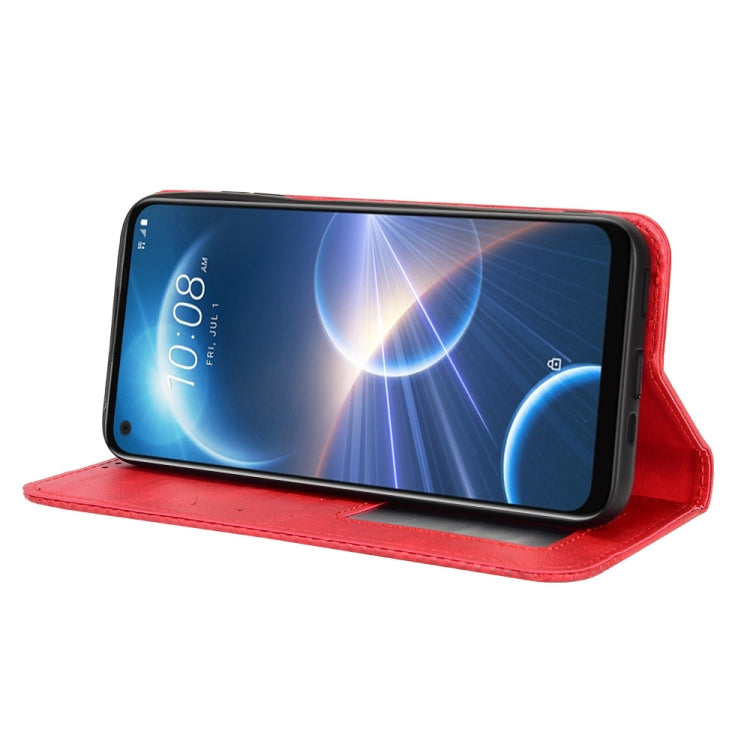 For HTC Desire 22 Pro Magnetic Buckle Retro Texture Leather Phone Case