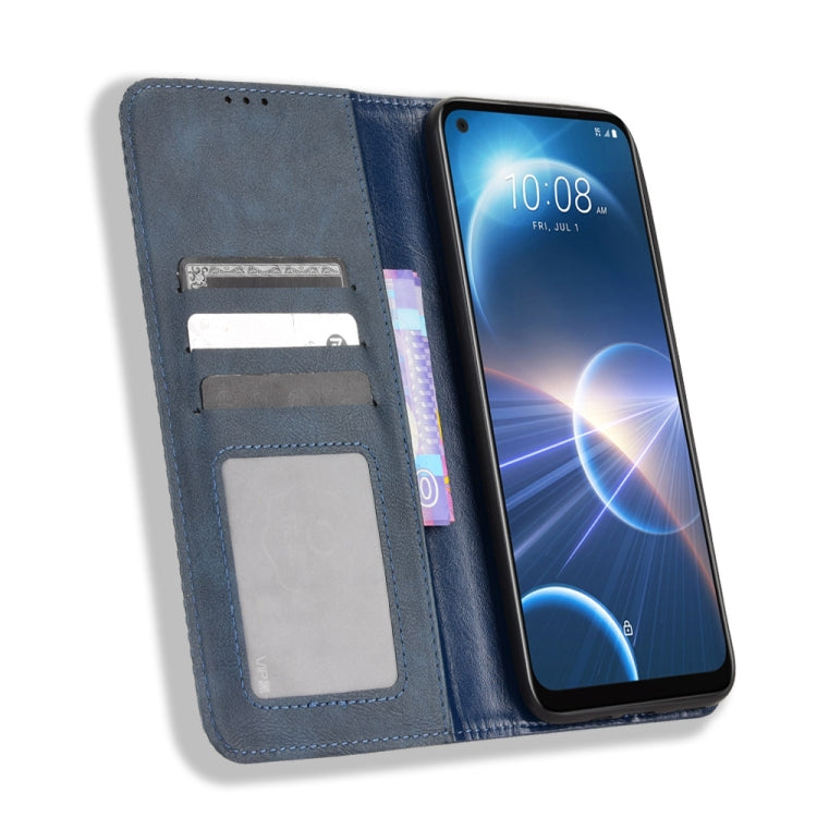 For HTC Desire 22 Pro Magnetic Buckle Retro Texture Leather Phone Case