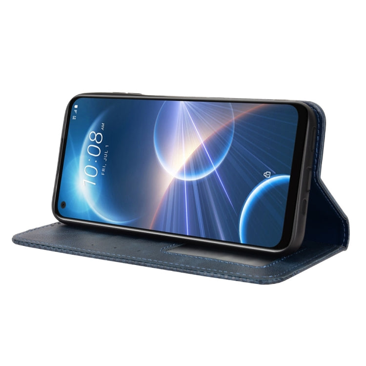 For HTC Desire 22 Pro Magnetic Buckle Retro Texture Leather Phone Case