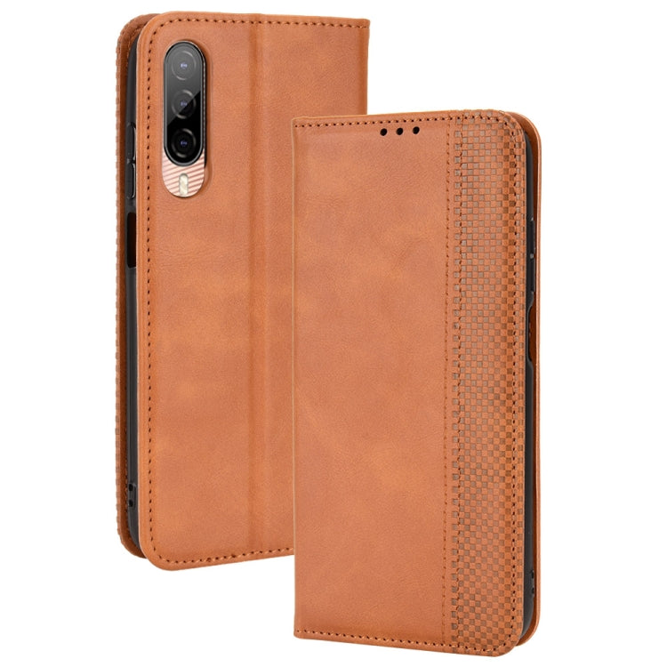 For HTC Desire 22 Pro Magnetic Buckle Retro Texture Leather Phone Case