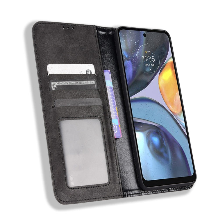For Motorola Moto E32s / G22 Magnetic Buckle Retro Texture Leather Phone Case