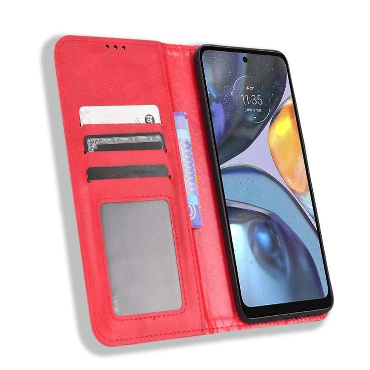 For Motorola Moto E32s / G22 Magnetic Buckle Retro Texture Leather Phone Case